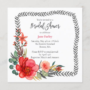 Modern Floral Border Bridal Shower Kaart