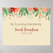 Modern Floral Border Personalized Memorial Print (Voorkant)