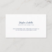 Modern Floral Botanic Line-art Logo Midnight Navy Visitekaartje (Achterkant)