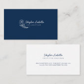 Modern Floral Botanic Line-art Logo Midnight Navy Visitekaartje (Voorkant / Achterkant)