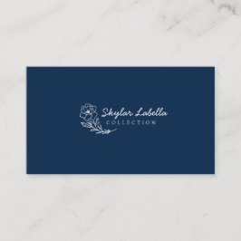 Modern Floral Botanic Line-art Logo Midnight Navy Visitekaartje