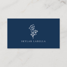 Modern Floral Botanic Line-art Logo Midnight Navy Visitekaartje