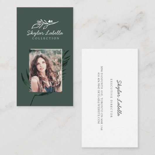 Modern Floral Botanic Line-Art Logo & Photo Hunter Visitekaartje (Voorkant / Achterkant)