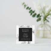 Modern Floral Botanical Black and White Wedding Informatiekaartje (Staand voorkant)