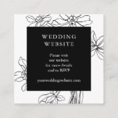 Modern Floral Botanical Black and White Wedding Informatiekaartje (Voorkant)