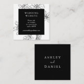 Modern Floral Botanical Black and White Wedding Informatiekaartje (Voorkant / Achterkant)