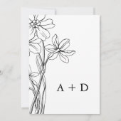 Modern Floral Botanical Black and White Wedding Kaart (Achterkant)