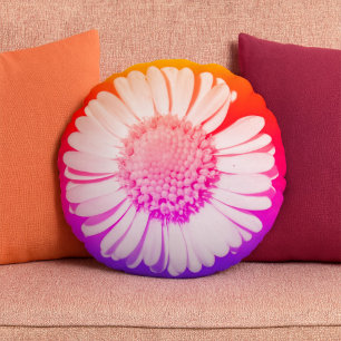 Modern Floral Botanical Girly Schattige Daisy Fun Rond Kussen