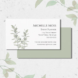 Modern Floral Botanical Greenery Event Planner Visitekaartje