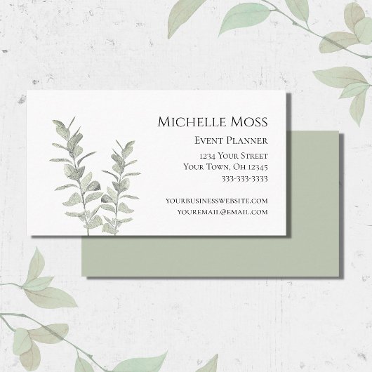 Modern Floral Botanical Greenery Event Planner Visitekaartje