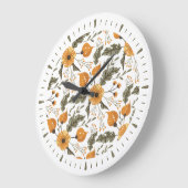 Modern Floral Botanical Pattern Golden Green Grote Klok (Hoek)