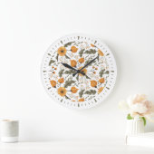 Modern Floral Botanical Pattern Golden Green Grote Klok (Huis)