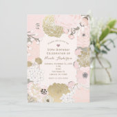  Modern Floral Botanical Pink Gold Verjaardag Kaart (Staand voorkant)