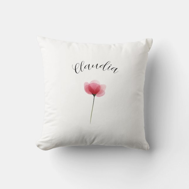 Modern Floral Botanical Simple Watercolor Name Kussen (Voorkant)