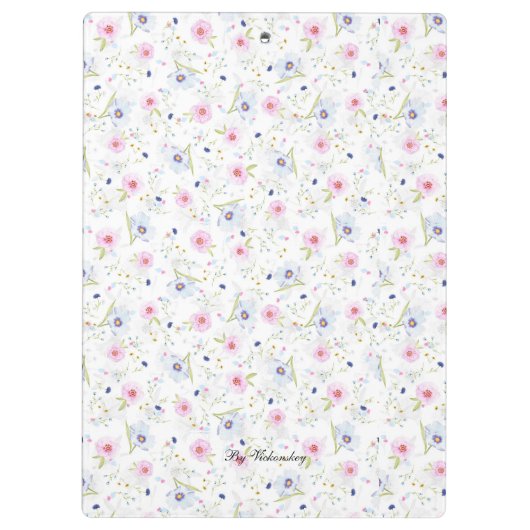 Modern Floral Botanical Waterverf Pattern Lavende Klembord (Achterkant)