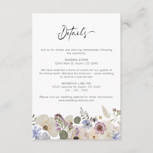Modern Floral Botanical Wedding Informatiekaartje (Voorkant)