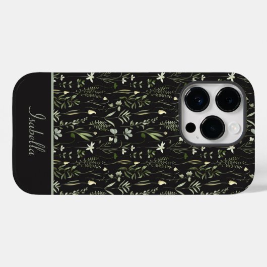  Modern Floral Botanisch Groen en Zwart Case-Mate iPhone Case (Achterkant (horizontaal))