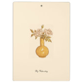 Modern Floral Botanische Waterverf Roze Stijlvol Klembord (Achterkant)