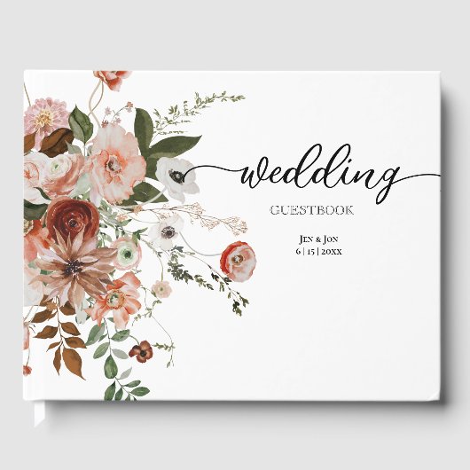 Modern Floral Bouqet Wedding Guest Book Gastenboek (Voorkant)