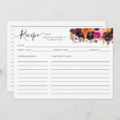 Modern Floral Bourgondië Terracotta Roze Recept Ka (Voorkant / Achterkant)