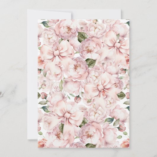 Modern Floral Bow Girl Baby shower Kaart (Achterkant)