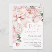 Modern Floral Bow Girl Baby shower Kaart (Voorkant)