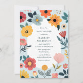 Modern Floral Boy Baby Shower Kaart (Voorkant)