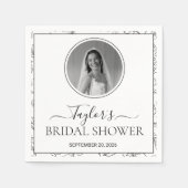 Modern Floral Bridal Shower Custom Photo Napkins Servet (Voorkant)