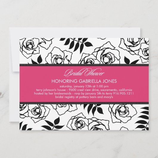 Modern Floral Bridal Shower Invitation (roze) Kaart (Voorkant)