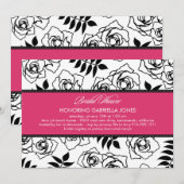 Modern Floral Bridal Shower Invitation (roze) Kaart (Voorkant / Achterkant)