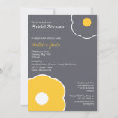 Modern Floral Bridal Shower Invitation Yellow/Grey Kaart (Voorkant)