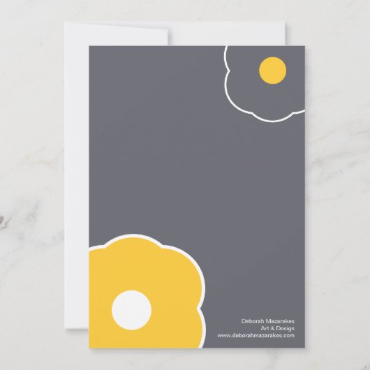 Modern Floral Bridal Shower Invitation Yellow/Grey Kaart (Achterkant)