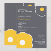 Modern Floral Bridal Shower Invitation Yellow/Grey Kaart (Voorkant / Achterkant)