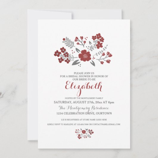 Modern Floral Bridal Shower Kaart (Voorkant)