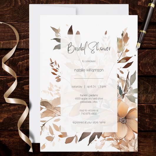 Modern Floral Bridal Shower  Kaart