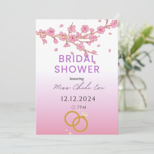 Modern Floral Bridal Shower Kaart (Staand voorkant)