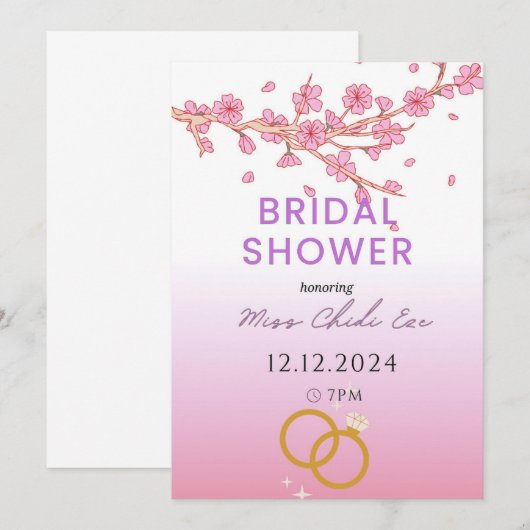 Modern Floral Bridal Shower Kaart (Voorkant / Achterkant)