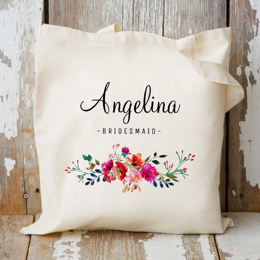 Modern Floral Bridesmaid Personalized-2 Tote Bag