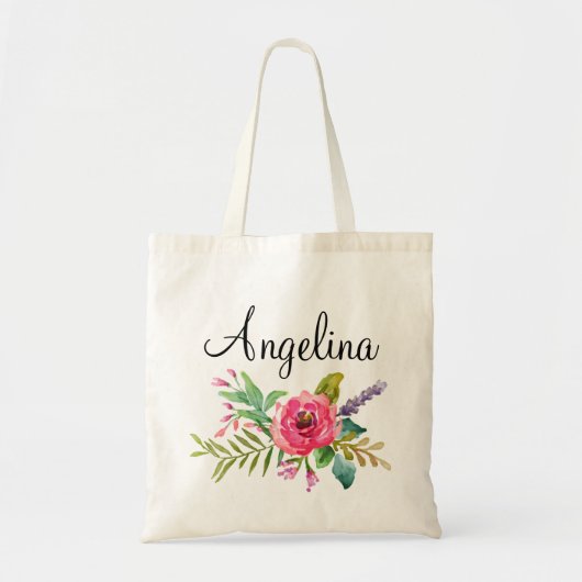 Modern Floral Bridesmaid Personalized Tote Bag (Voorkant)