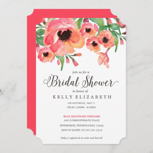 MODERN FLORAL brudal douche-uitnodiging Kaart (Voorkant / Achterkant)