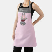 Modern Floral Bunny Pink - Gepersonaliseerde naam  Schort (Insitu)