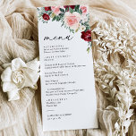 Modern Floral Burgundy Blush Greenery Wedding Menu<br><div class="desc">Dit aanpasbare Ceremony-programma is ontworpen om te coördineren met ons Romantic Blooms-collectie en biedt waterverf-schotwit en bloemen met grijze bladeren in combinatie met een klastige serif lettertype en elegante kalligrafietekst. Overeenkomende objecten beschikbaar.</div>