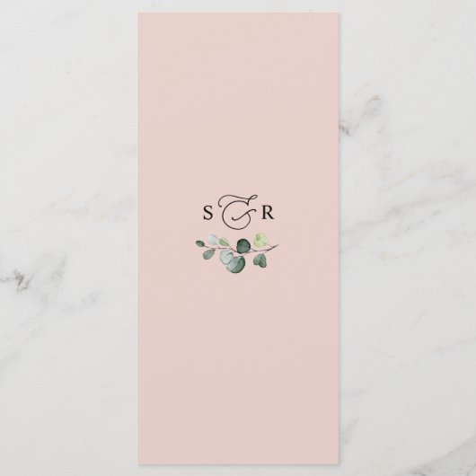 Modern Floral Burgundy Blush Greenery Wedding Menu (Achterkant)