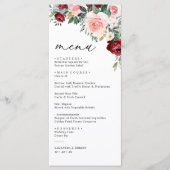Modern Floral Burgundy Blush Greenery Wedding Menu (Voorkant)