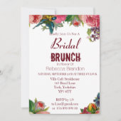 Modern  Floral Burgundy Bridal Brunch Kaart (Voorkant)