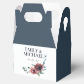 Modern Floral Burgundy Navy Peach Blush Names Cl Bedankdoosjes (Geopend)