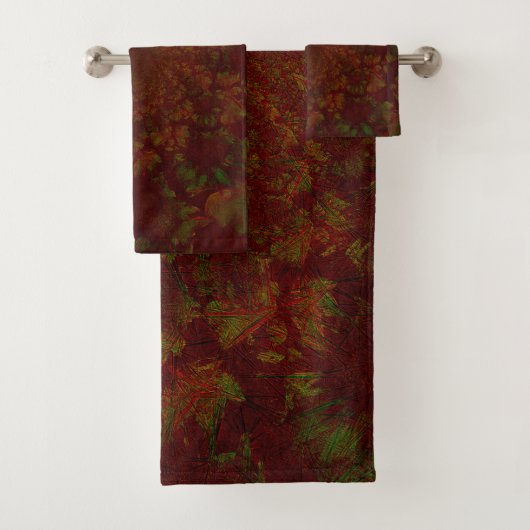 Modern Floral Burgundy Red Green Elegant Bad Handdoek (Insitu)