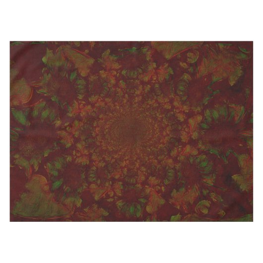 Modern Floral Burgundy Red Green Elegant Tafelkleed (Voorkant (Horizontaal))