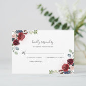Modern Floral Burgundy Rustic Script Vrijgezellenf RSVP Kaartje (Staand voorkant)