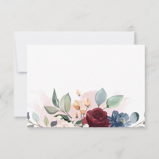 Modern Floral Burgundy Rustic Script Vrijgezellenf RSVP Kaartje (Achterkant)